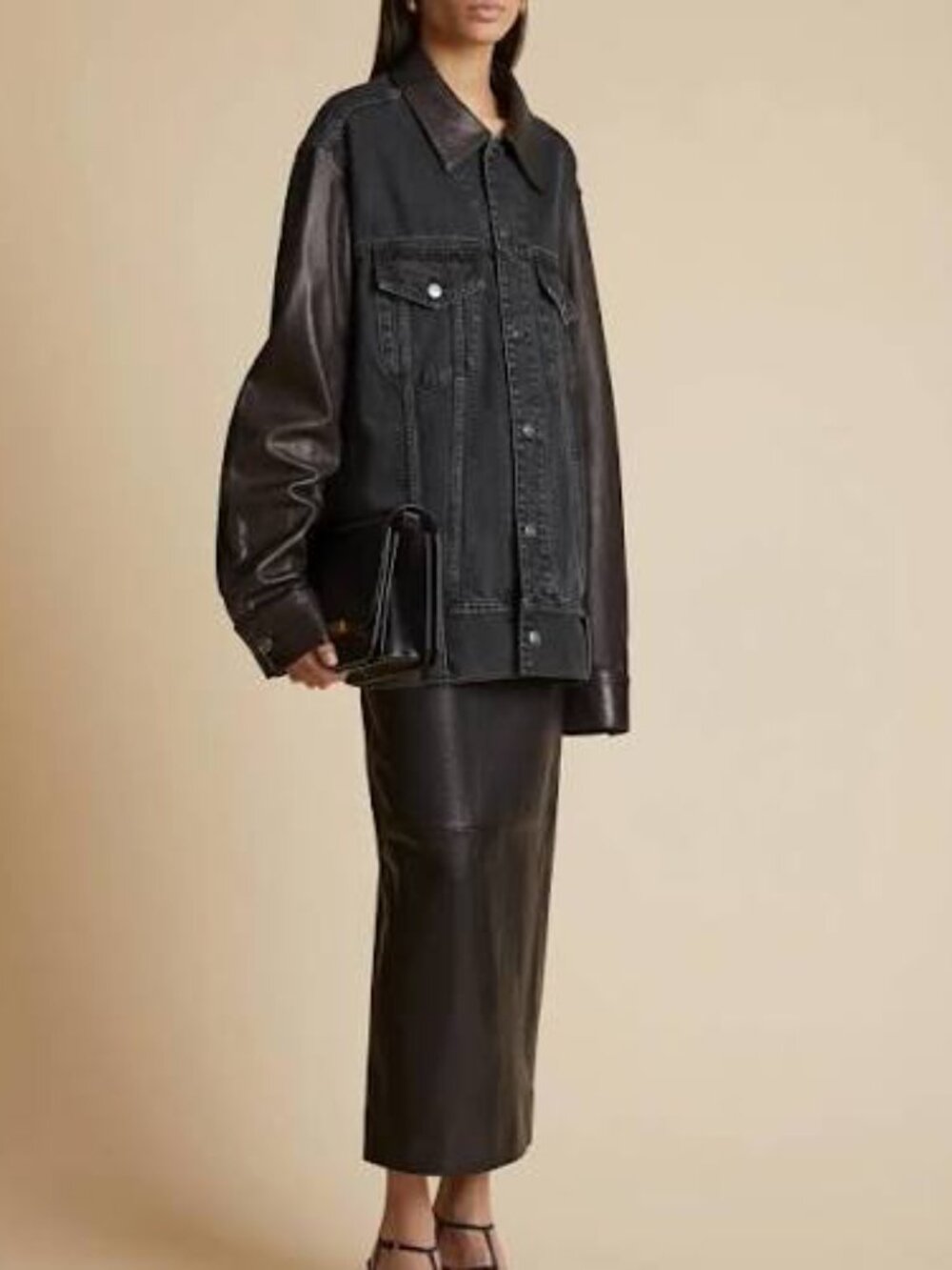 KHAITE Grizzo Prescott Denim & Lambskin Leather Jacket NWT - Picture 8 of 10